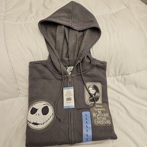 🆕 SIZE L DISNEY HOODIE The Nightmare Before Christmas full zip w/ patches